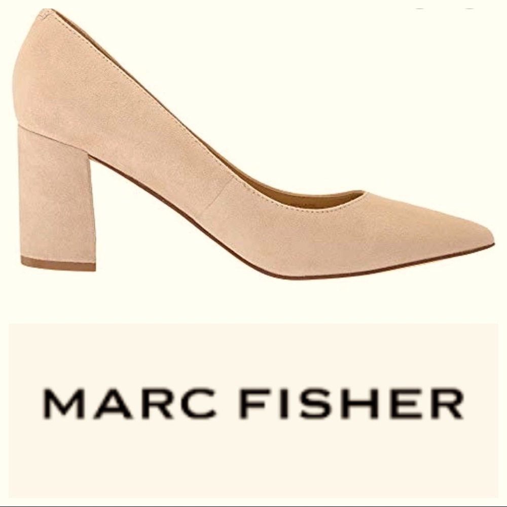 Marc Fisher Caitlin Suede Block Heel Pump Natural